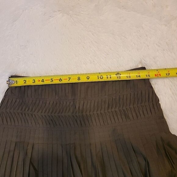 Club monaco cotton pleated skirt Sz 4 Brown - Picture 5 of 8